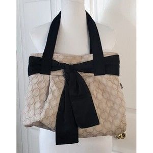 Varu Stella Purse Black Tan Shoulder Bag Key holder Pockets Cloth Handbag EUC